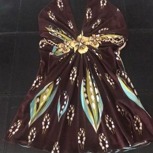 Sky embellished halter top